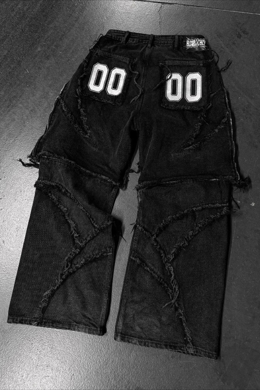 Zip Off Patchwork Wide Leg Cargo Jeans