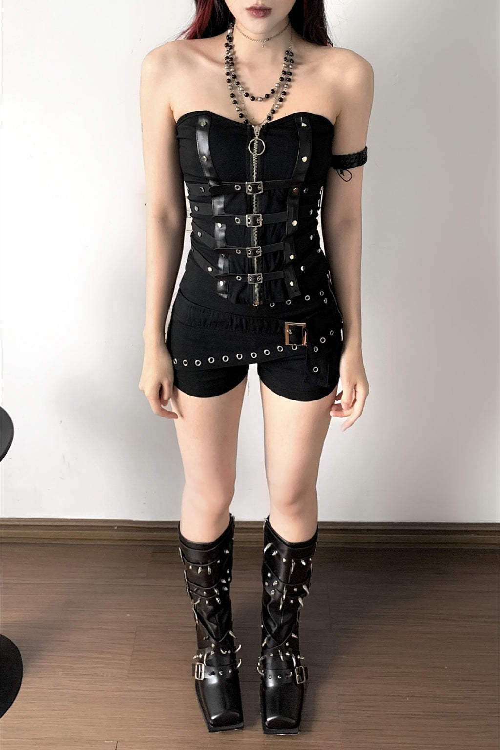 Studded Bandeau Top And Micro Shorts Set