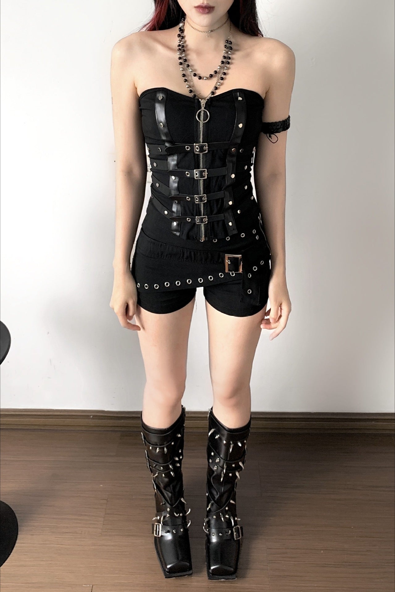 Studded Bandeau Top And Micro Shorts Set
