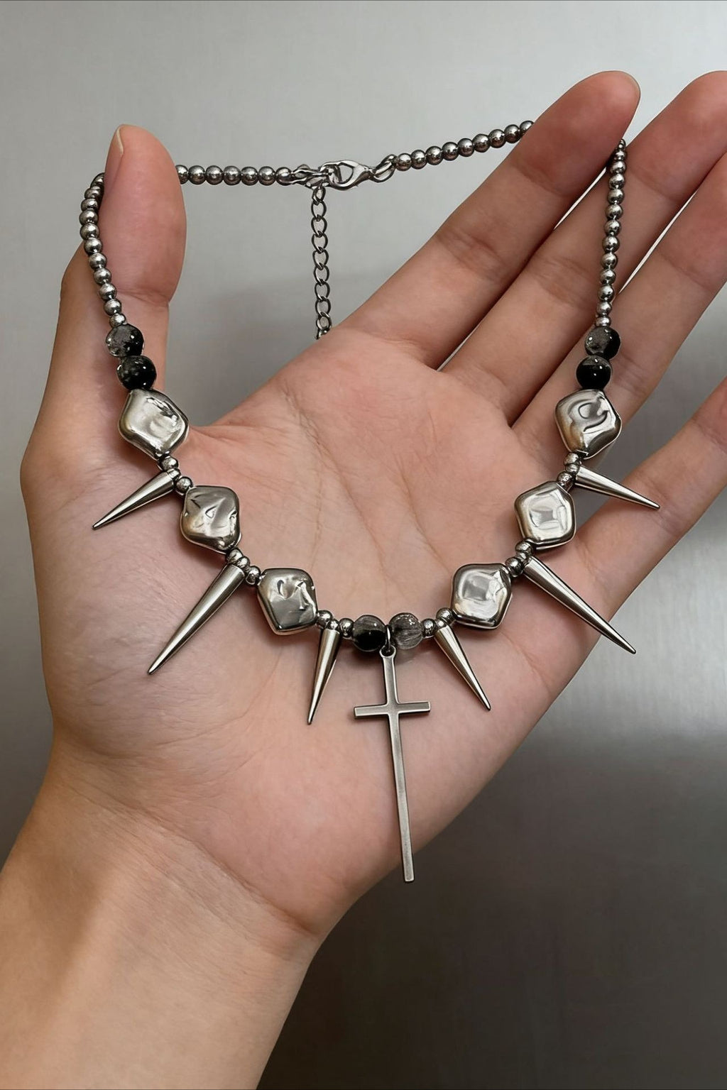 Studded Beaded Dark Necklace