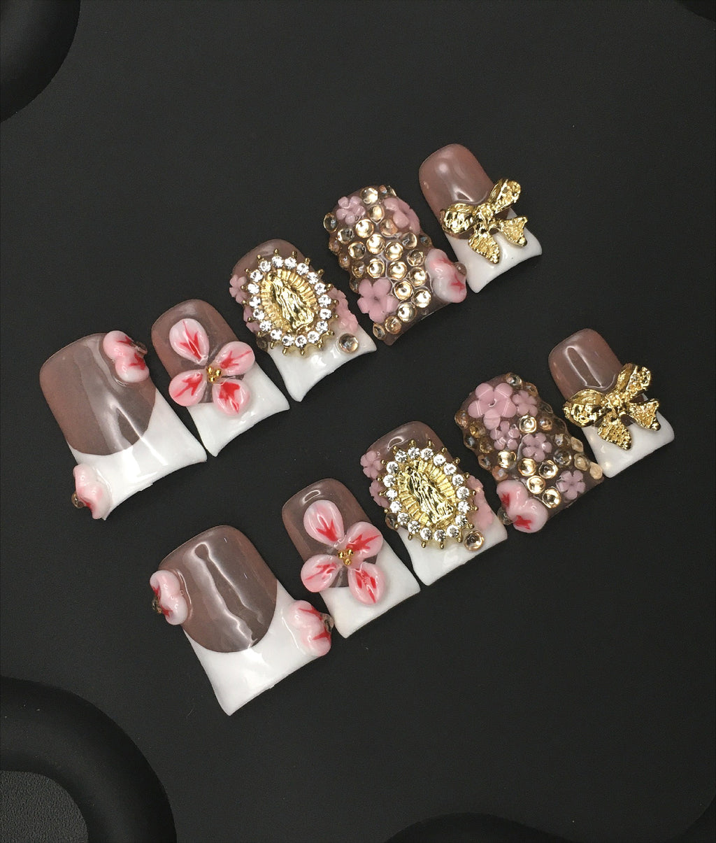 Luxury 3D Embossed Sculpted Press On Nails