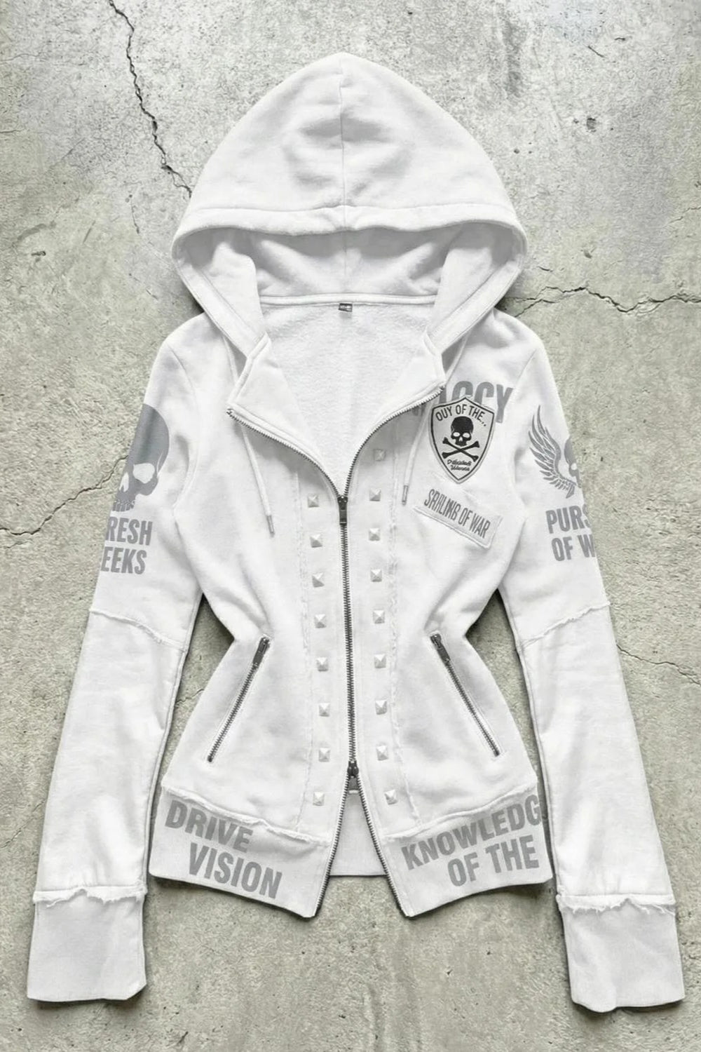 Gothic Studded Slim Zip Up Hoodie Secondary image