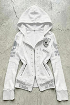 Gothic Studded Slim Zip Up Hoodie