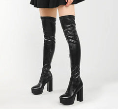 Sexy Platform Motorcycle Knee High Gothic Boot