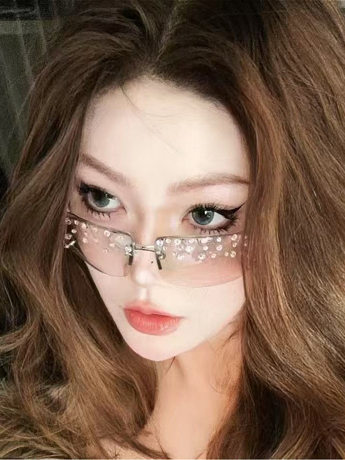 Retro Y2K Gradient Diamond Glasses
