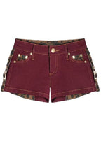 Leopard Trim Button Pocket Shorts