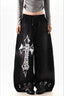 Cross Print Barrel Denim Pants