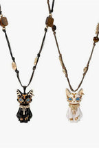 Ancient Egypt Eye Symbol Kitty Charm Necklace