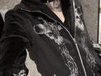 Printed Hooded Zipper Jacket