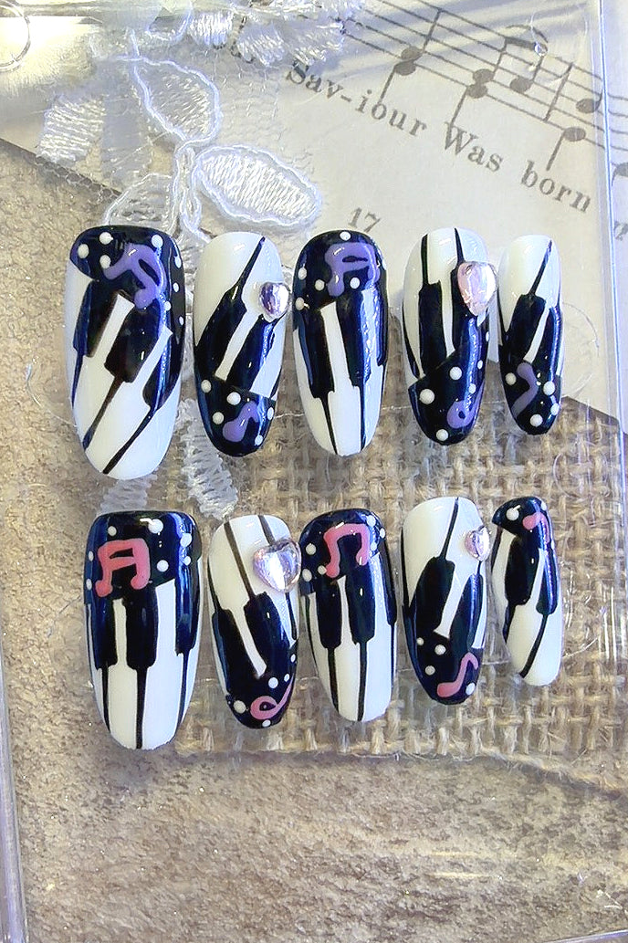 Retro Piano Music Press On Nails Secondary image