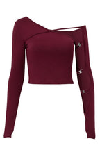 Asymmetric Neck Cutout Long Sleeve Top