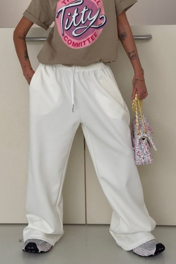 Wing Print High Waist Wide Leg Pants