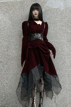 Black Mesh Gothic Maxi Dress