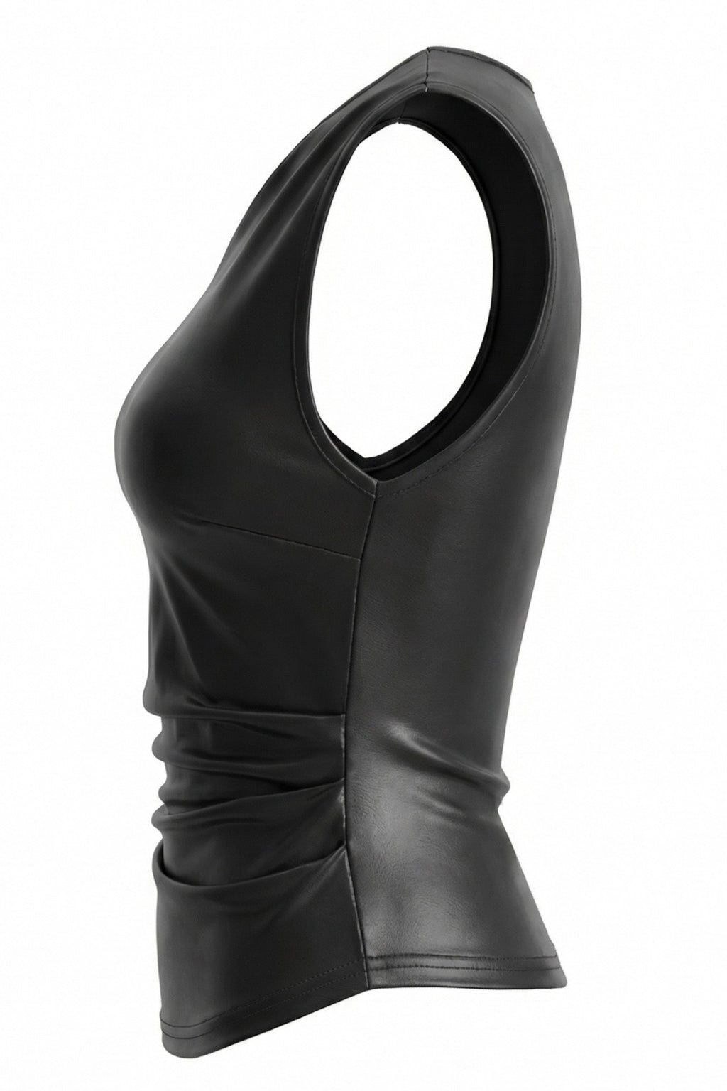 Glossy Ruched One Shoulder Tank Top