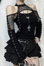Mesh Patchwork Off Shoulder T-Shirt