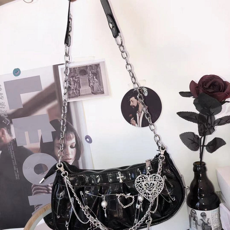 Y2K Gothic Harajuku Metal Punk Hip Hop Rock Underarm Tote Crossbody Shoulder Bag Secondary image