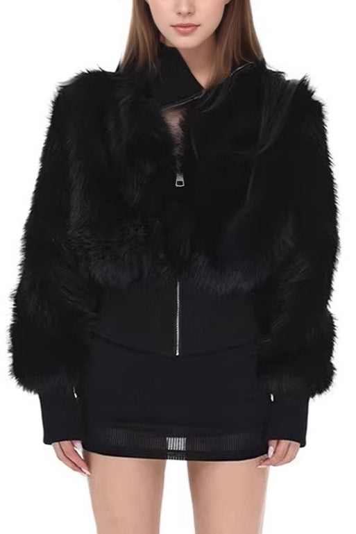 Stand Collar Faux Fur Jackets