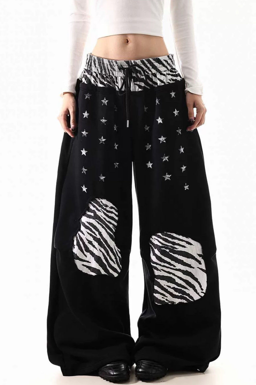 Leopard Double Waist Wide Leg Pants