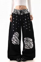 Leopard Double Waist Wide Leg Pants