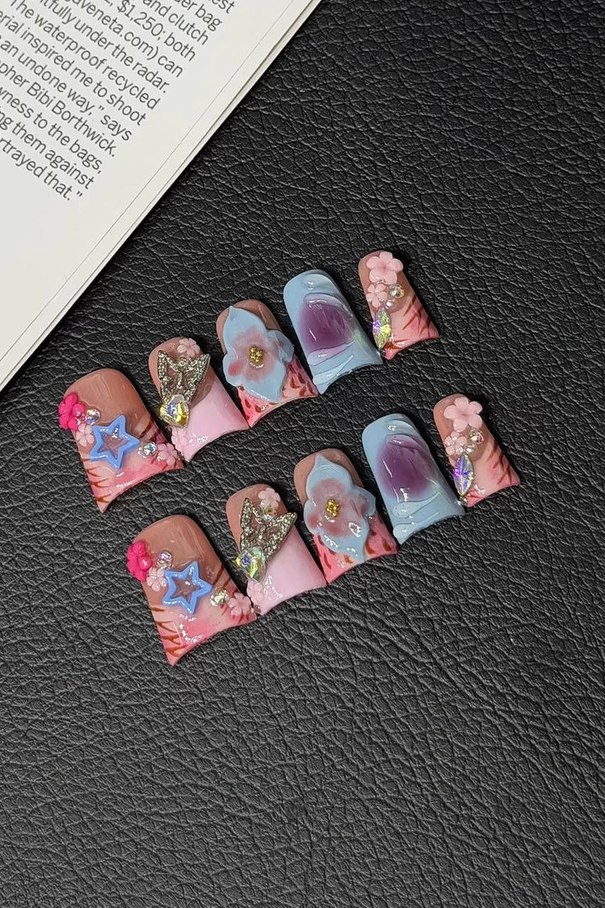 Iridescent Leopard Print Duckbill Press On Nails
