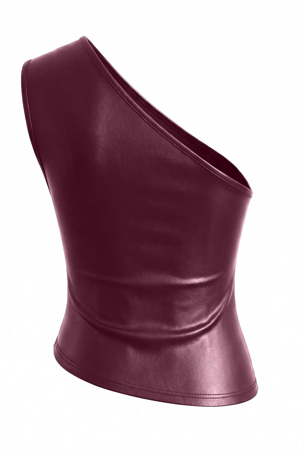 Glossy Ruched One Shoulder Tank Top