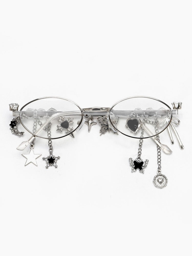 Gothic Style Rhinestone Drop Glasses