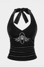 Dark Spider Embroidery Lace-up Halter Top