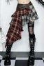 Mixed Plaid Asymmetric Drape Skirts
