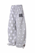 Star Print High Waist Wide-Leg Pants