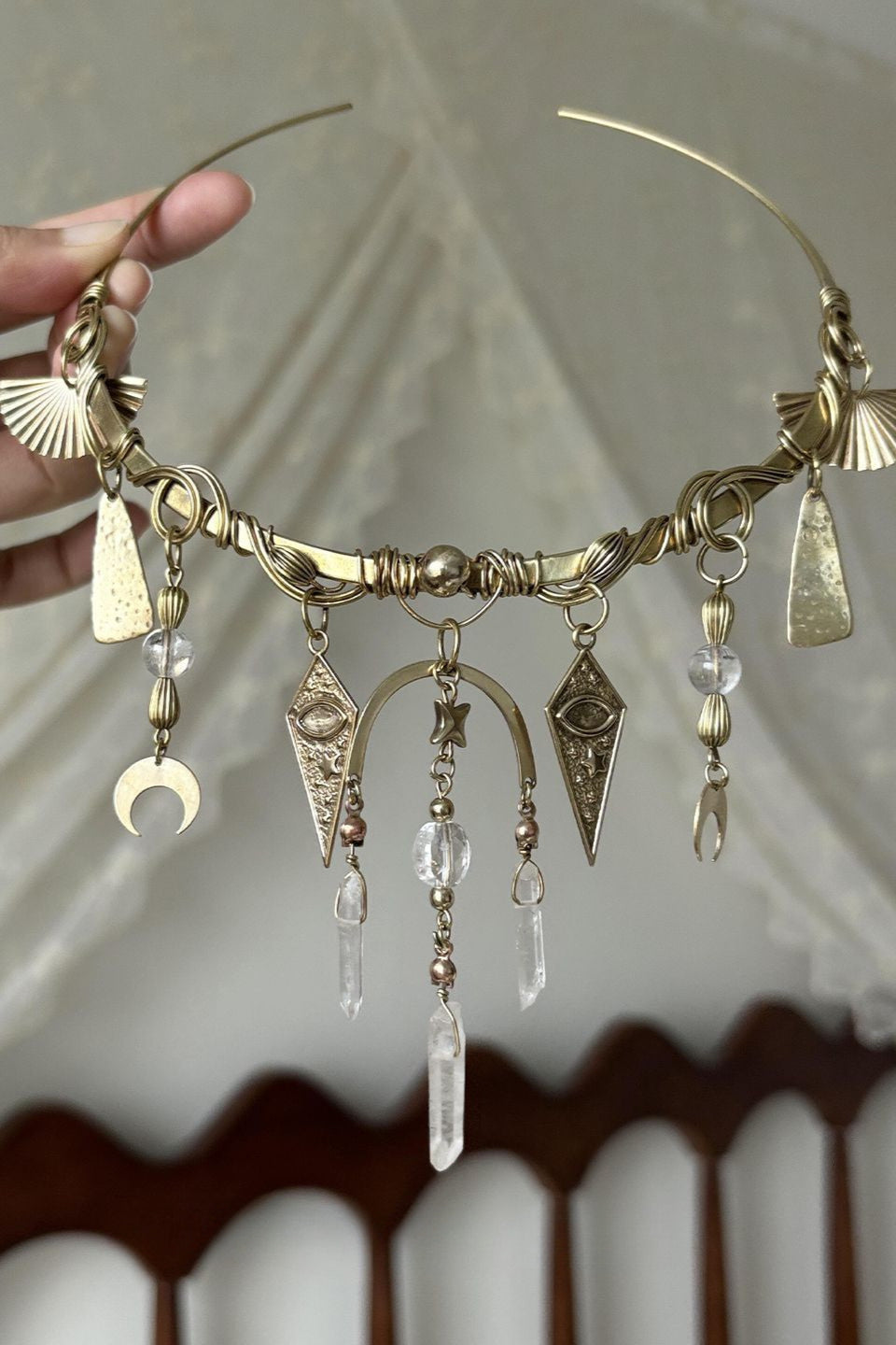 Vintage Moon Star Tassel Choker Necklace