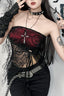 Gothic Flocked Strapless Slim Fit Tank Top