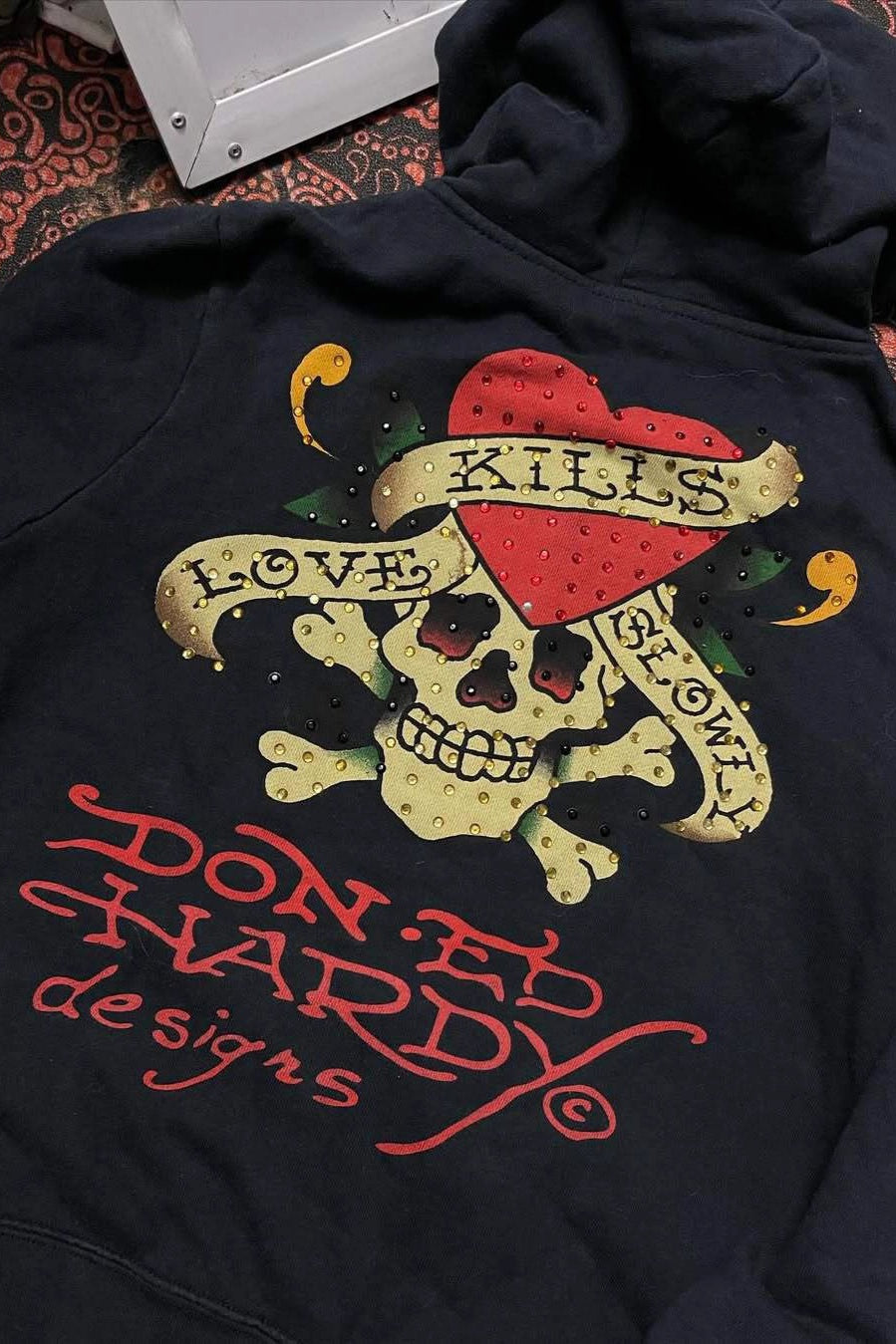 Skull Graphic Contrast Trim Hoodies