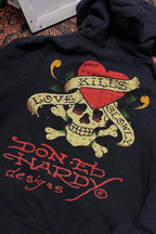 Skull Graphic Contrast Trim Hoodies