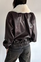 Fluffy Collar Glossy Bomber Jackets
