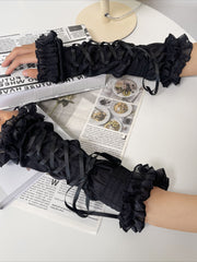 Stylish Lolita Lace Mesh Ruffle Gloves