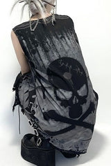 Y2K Skull Sleeveless Tank Midi Dress