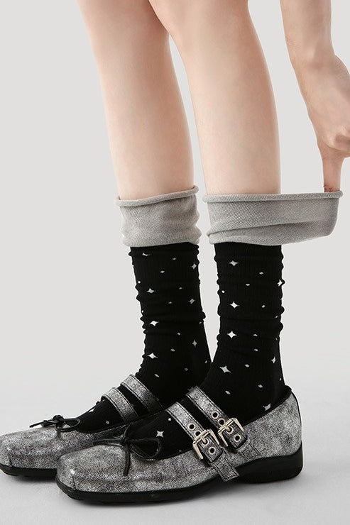 Edgy Harajuku Letter Slouchy Mid-Calf Socks Main image