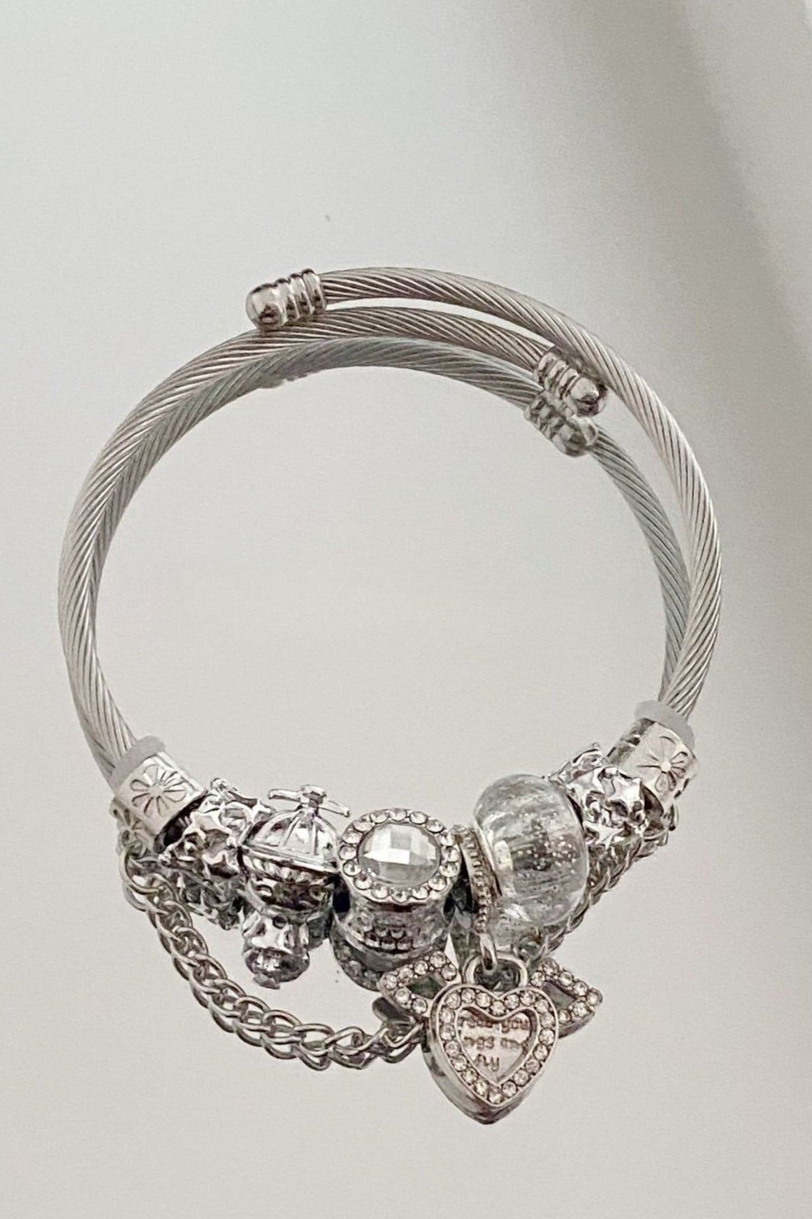 Retro Y2K Beaded Titanium Steel Rhinestone Bracelet Secondary image