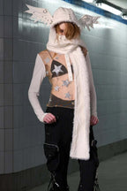 Multifunctional Gothic Punk Fleece Hat Scarf