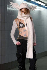 Multifunctional Gothic Punk Fleece Hat Scarf