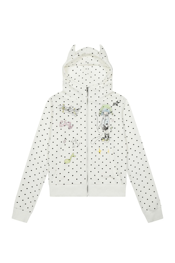 Vintage Polka Dot Harajuku Zip-Up Hoodie Secondary image