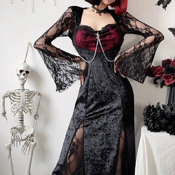 Lace Velvet Punk Midi Dress Main image