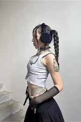 Punk Teddy Graphic Cropped Cami Top