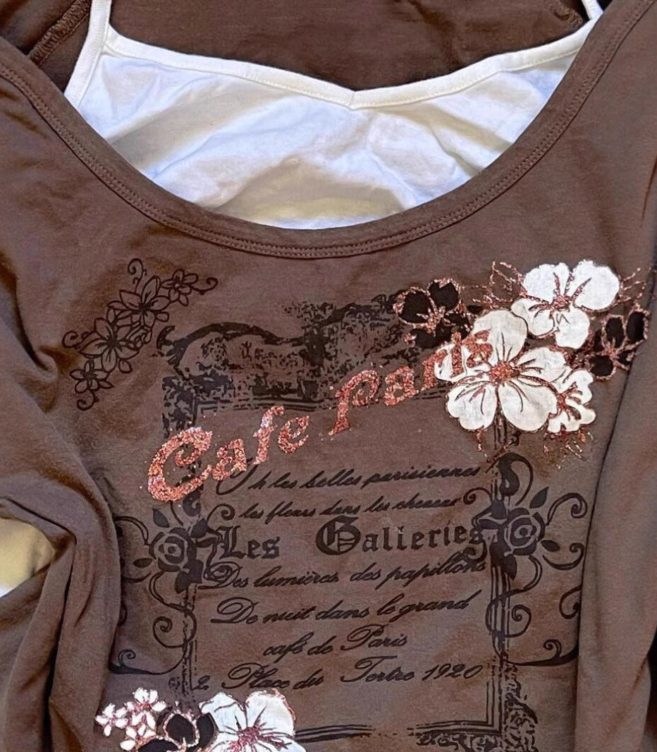 Y2K Vintage Spicy Girl Brown T-Shirt