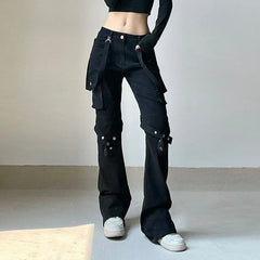 Black Tactical Belt Trousers Pants