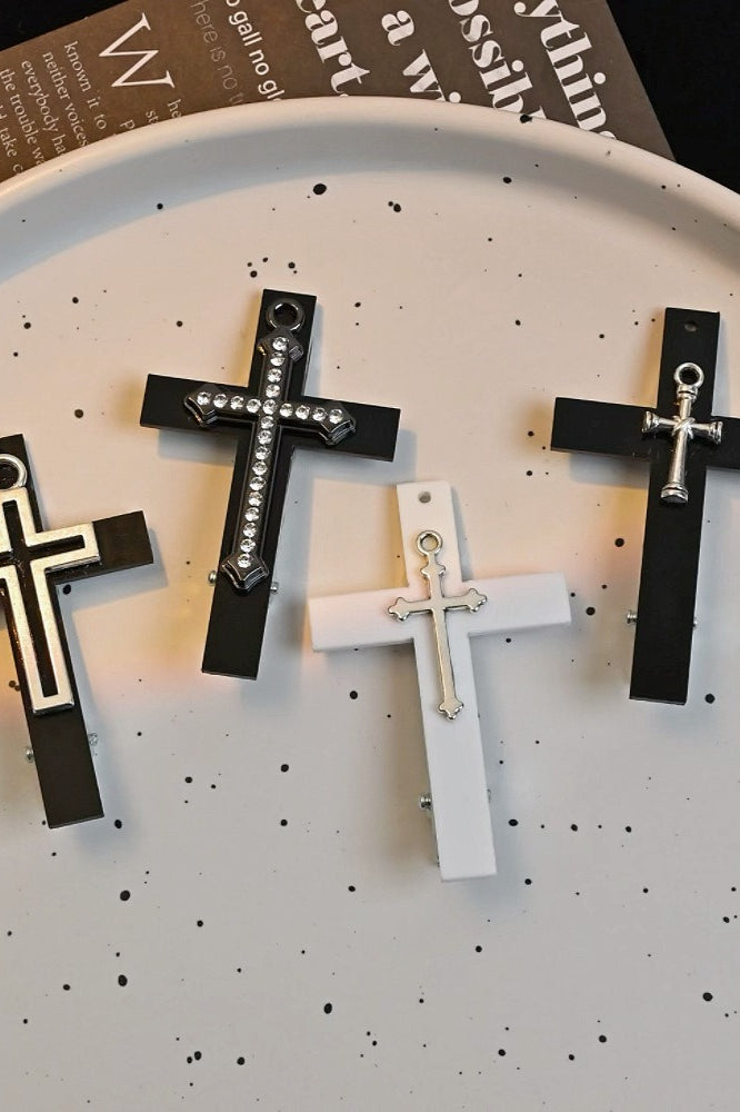 Black Tone Gothic Cross Barrette Hair Accs