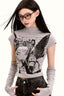 Edgy Removable Sleeve Cropped Slim T-shirt