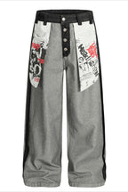 Graphic Panel Denim Pants