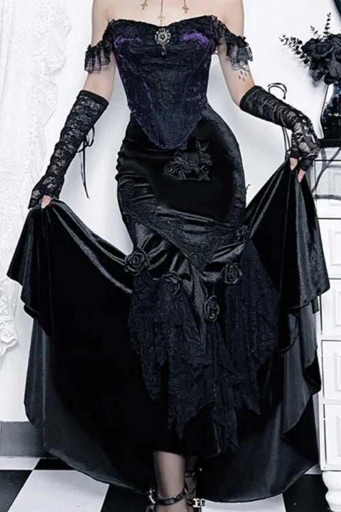 Steampunk Velvet Fishtail Grunge Long Skirt Secondary image