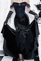 Steampunk Velvet Fishtail Grunge Long Skirt